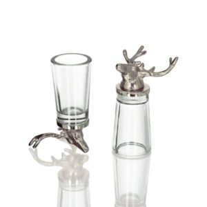 Set of Two Stag Shot Glasses - Nickel Finish