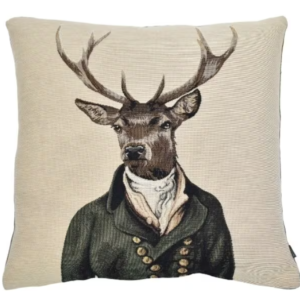 Stanley Stag - Plaid Tapestry Cushion - 46x46cm (18