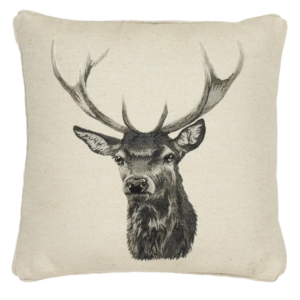 Country Linen Stag Piped Tapestry Cushion - 45 x 45 cm (18