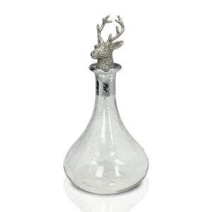 Glass Ships Decanter with Nickel Finish Stag Stopper