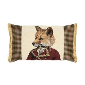 Master Fernando Fox Cushion with Tweed & Gold Fringe with Filler