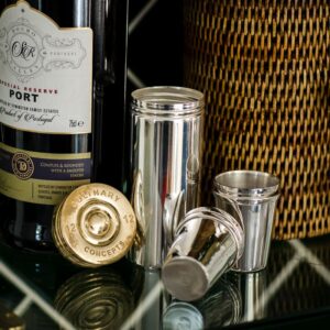 Set of Eight Stirrup Shot Cups and Cartridge