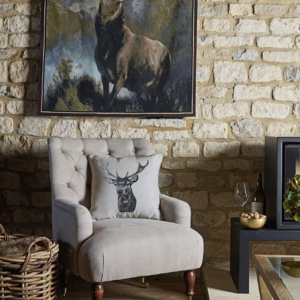 Country Linen Stag Piped Tapestry Cushion - 45 x 45 cm (18