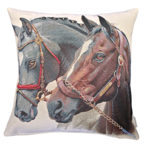 Pair of Horses Woven Cushion with Fibre Filler, photo 2