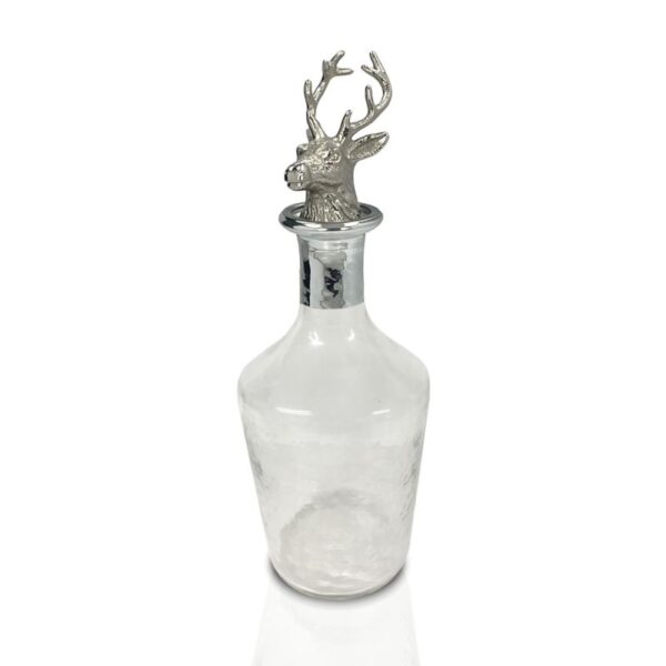 Glass Bell Decanter with Silver Neck and Nickel Finish Stag Stopper, photo 2