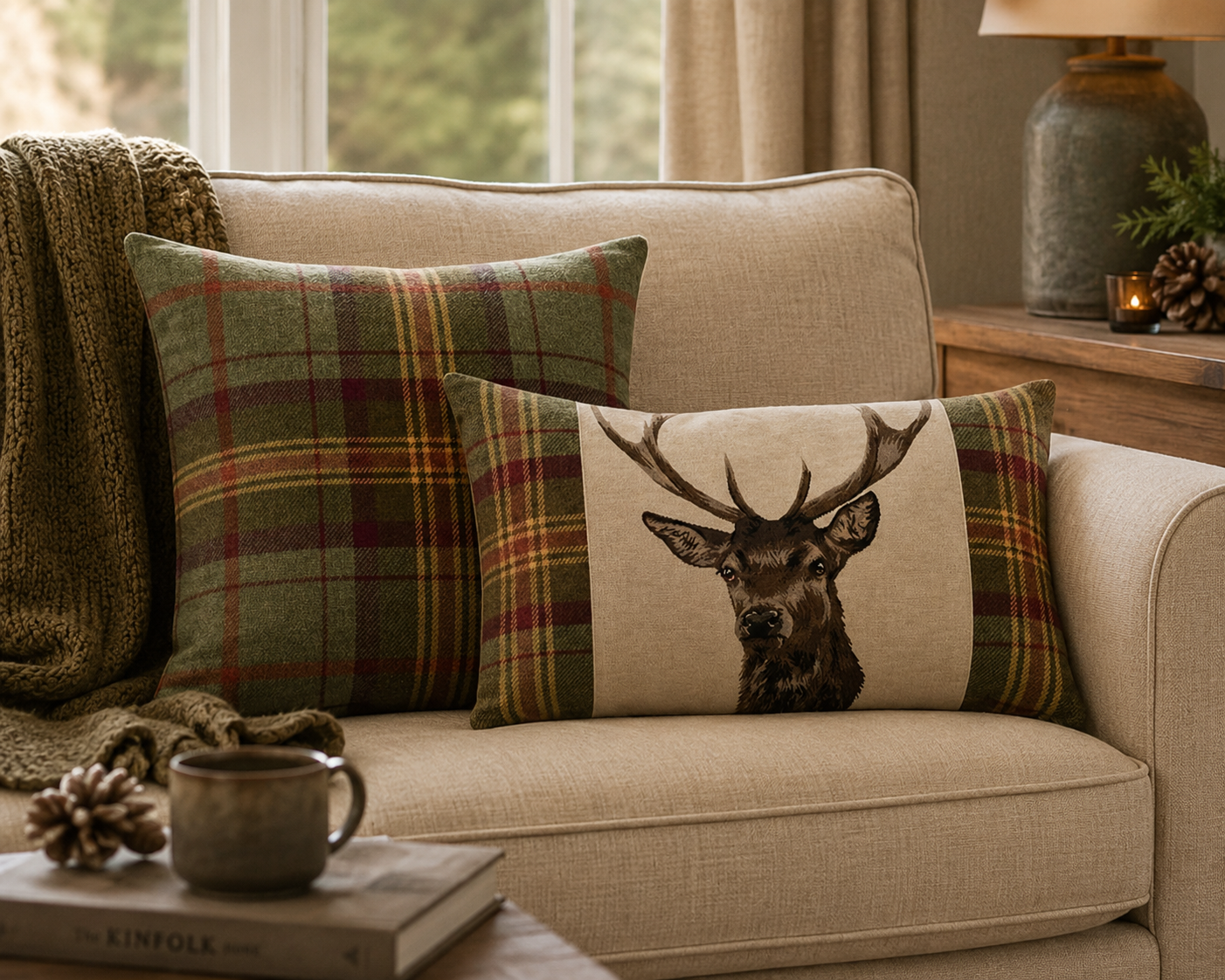 Plaid Stanley Stag cushion pair – Save £40