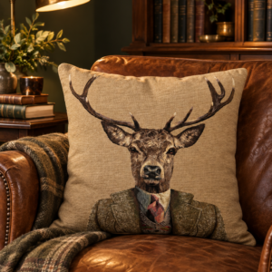 City Stag Tapestry Cushion with filler