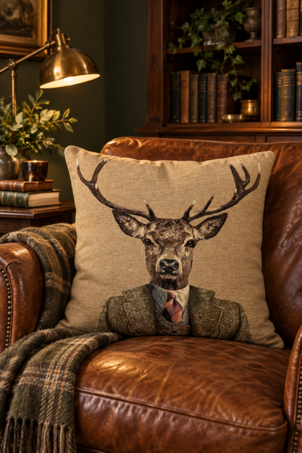 City Stag Tapestry Cushion with filler