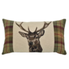 Stag Beige with Plaid Tapestry Cushion with Feather Filler