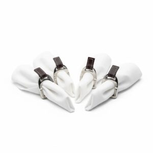 Set of Four Stirrup Napkin Rings with Leather Tabs, photo 2