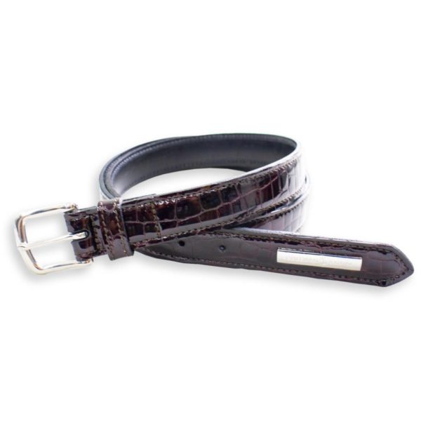 Cherry Patent Mock Croc Belt