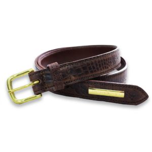 Matt Nut Moc Croc Leather Belt