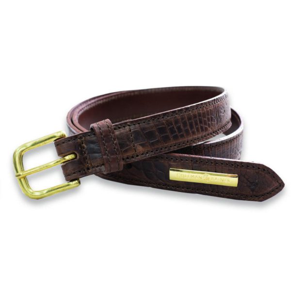 Matt Nut Moc Croc Leather Belt